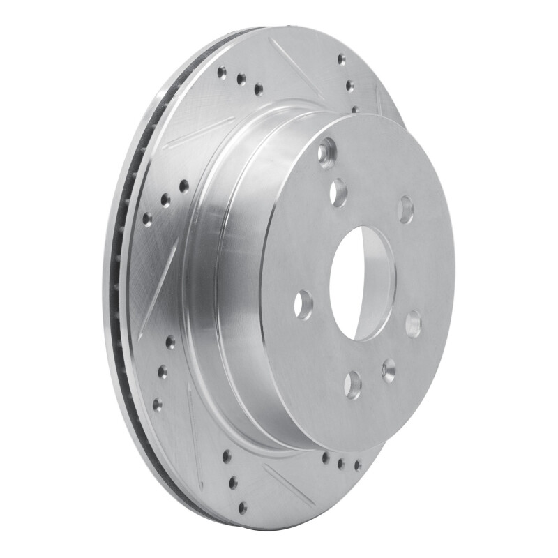 Chevrolet Equinox Brake Rotor (1) - Rear Right - R1 Concepts - Drilled & Slotted - Silver - `10-`17